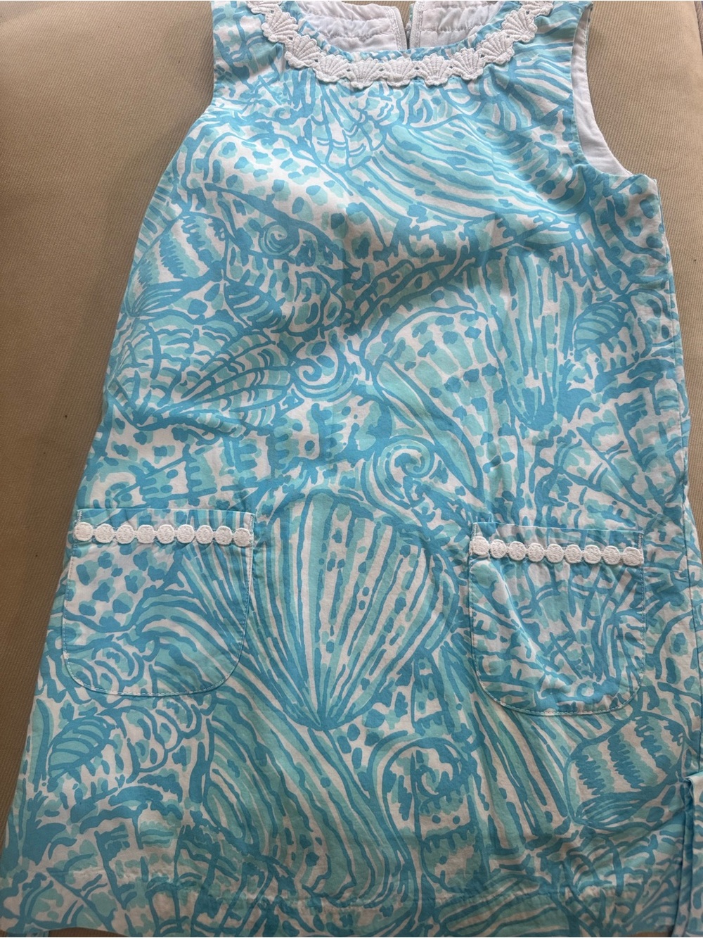 Lilly Pulitzer Aqua and White Shell-Print Dress
